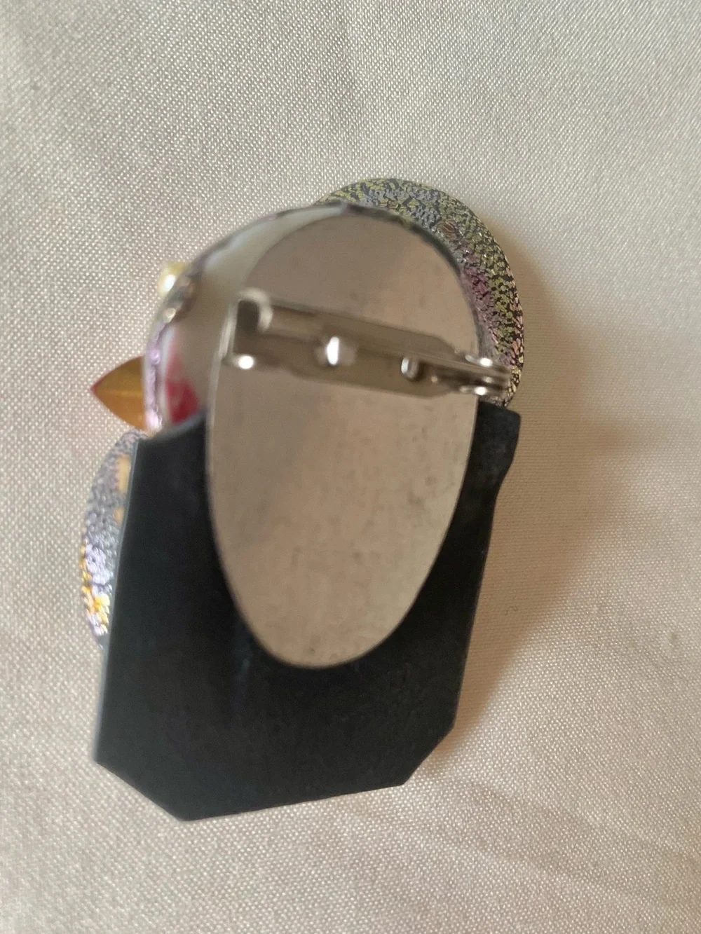Vintage Woman w/Hat + Hanging Earrings Brooch